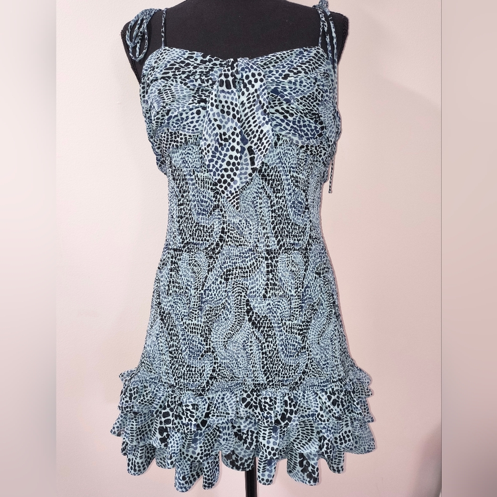 Cinq à Sept Black and White Patterned Mini Dress